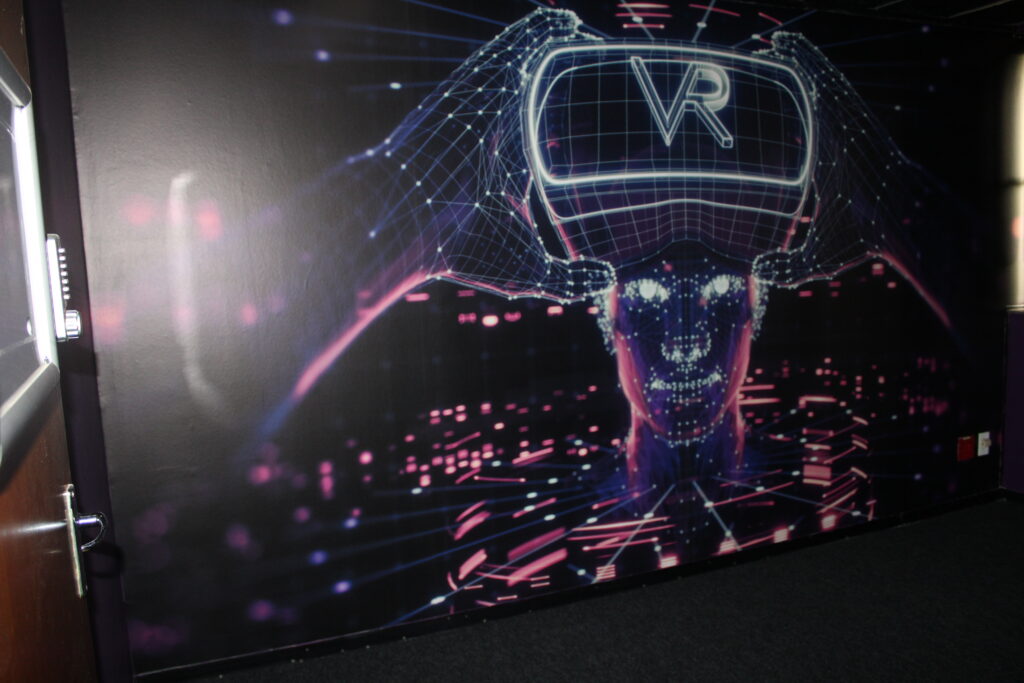 Virtual-reality themed feature wall in the innovation space